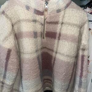 Plaid Sherpa Quarter-Zip Pullover